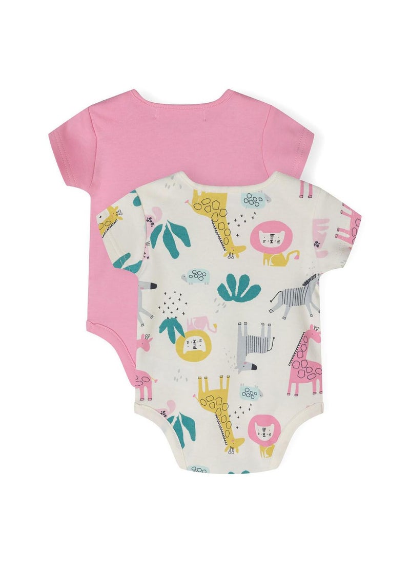 MINOTI Girls short sleeve bodysuits 2 pack purple - Image 2